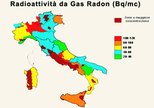 Mappa della radioattività da Radon in Italia. Radiazioni Ionizzanti, Radon e Materiali Radioattivi